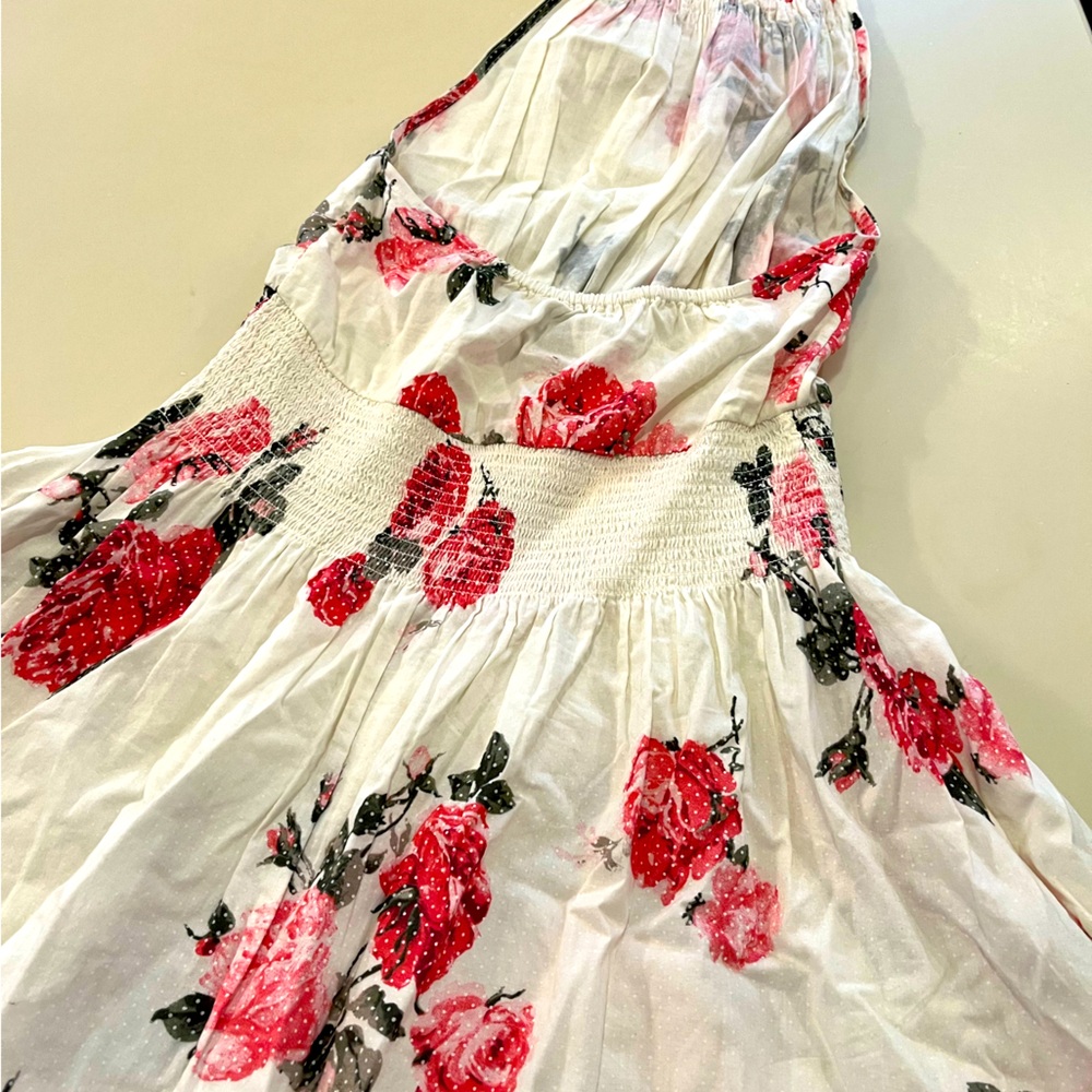 Love shack fancy short cotton halter dress